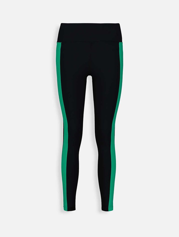 Black leggings with clearance green stripe